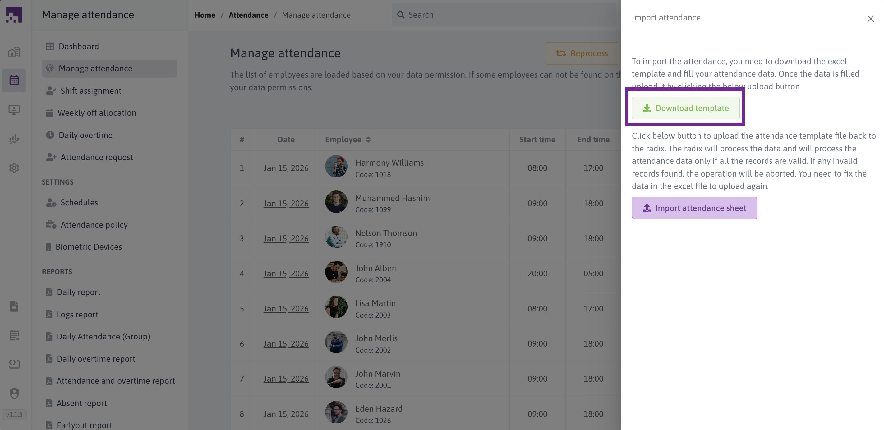 Download Template Button
