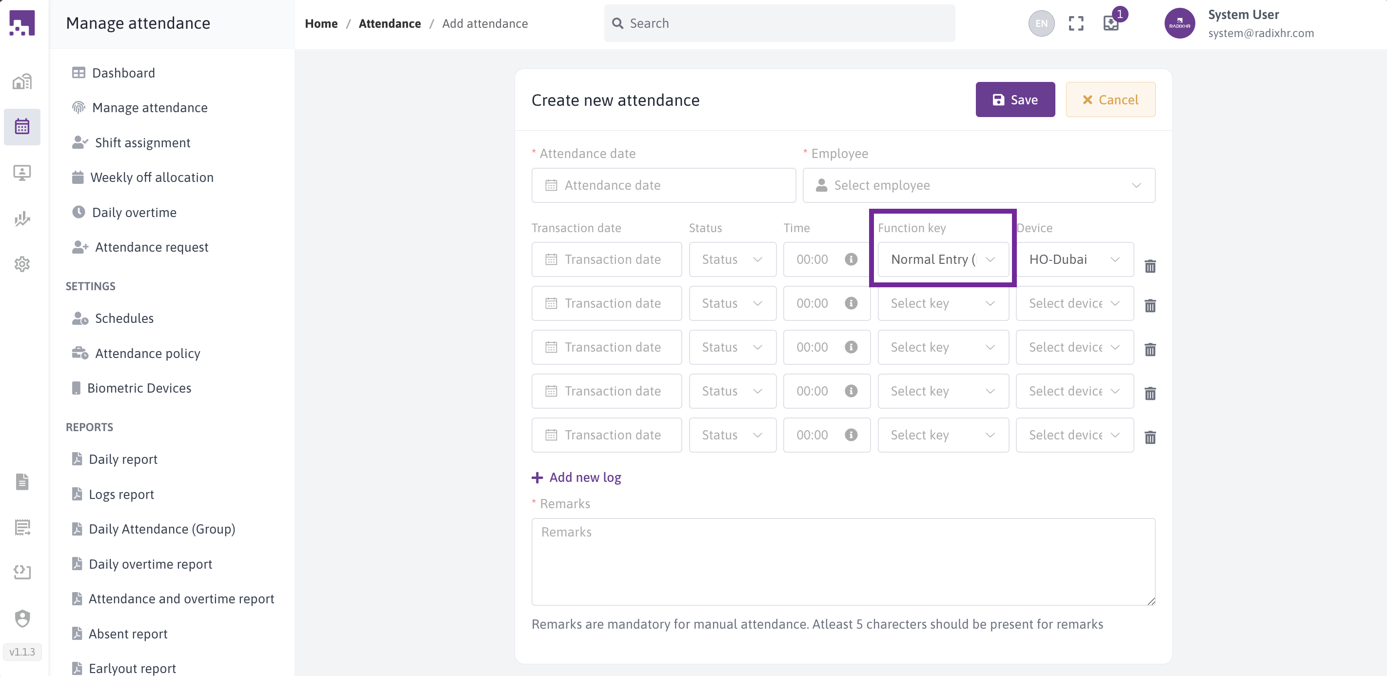 Function Key Dropdown