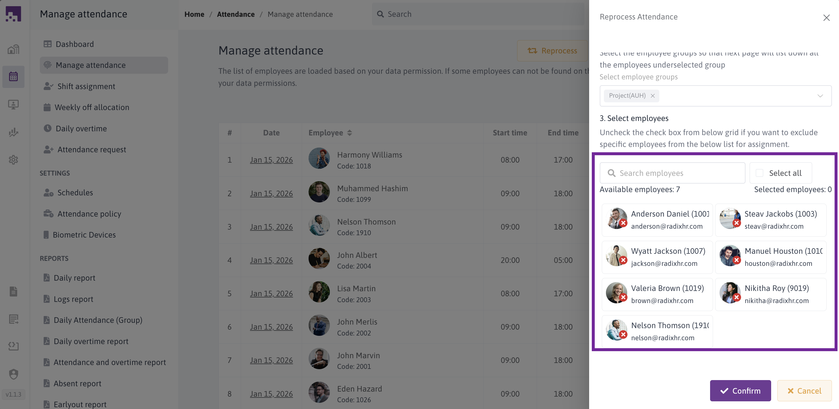 Reprocess Employee Cards
