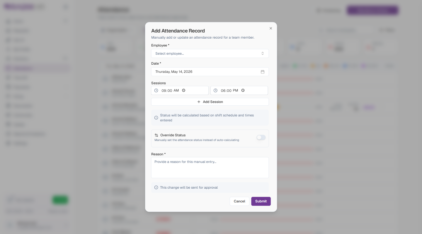 Add Attendance Record Form