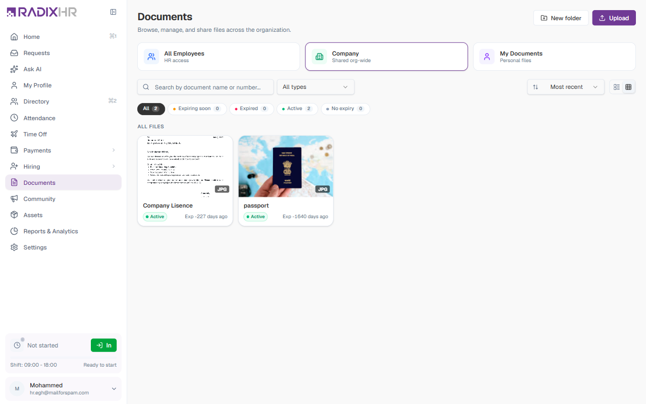 Company documents scope