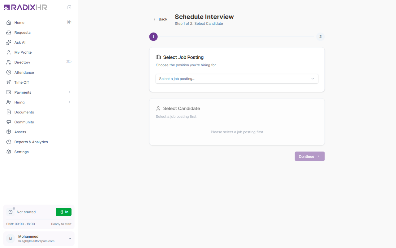 Schedule Interview - Step 1