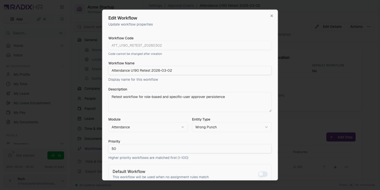 Edit Workflow Details
