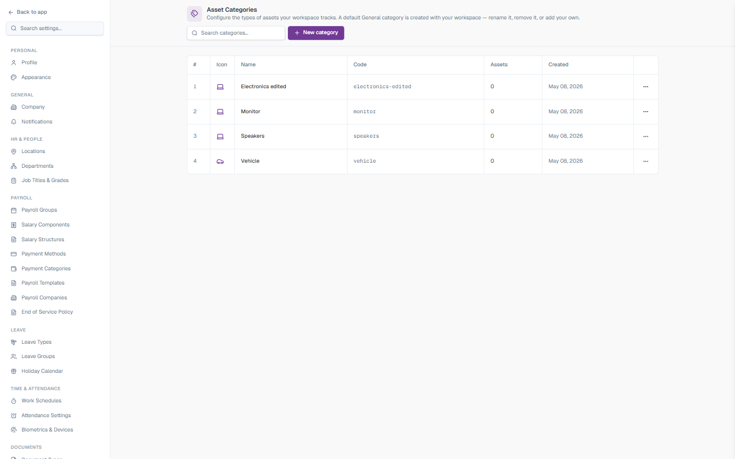 Asset Categories Overview