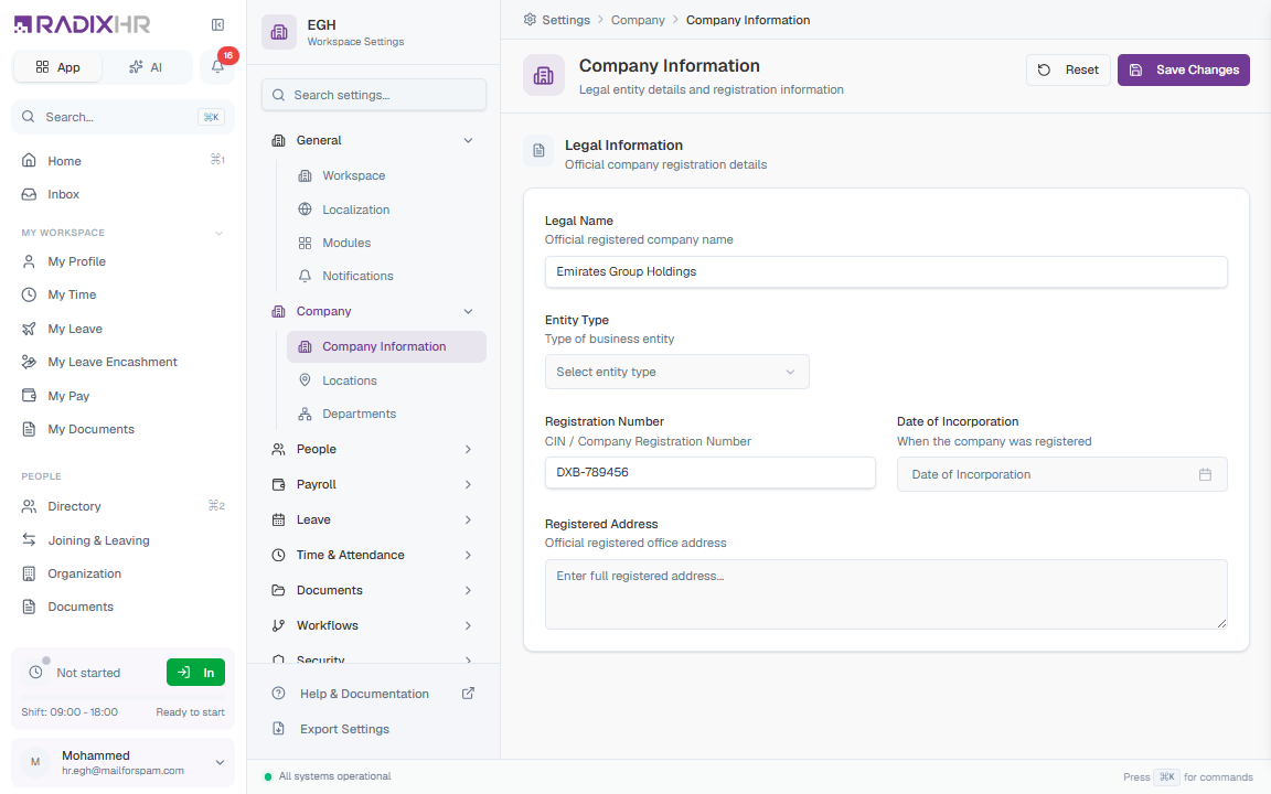 Company Information - Legal Details