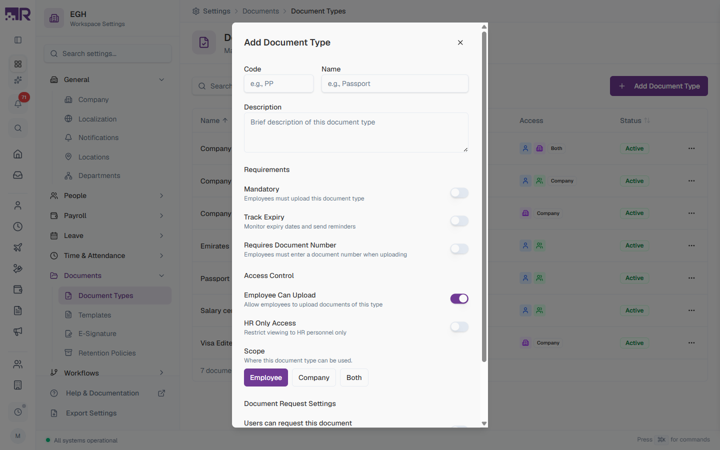 Add Document Type Form