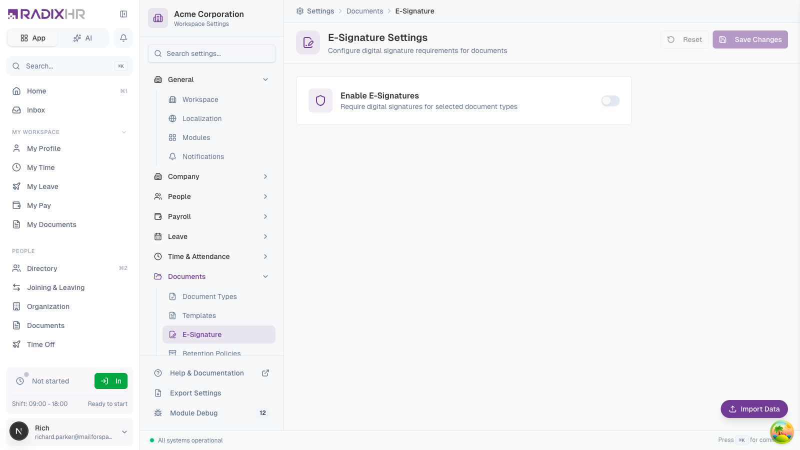 E-Signature Settings Overview