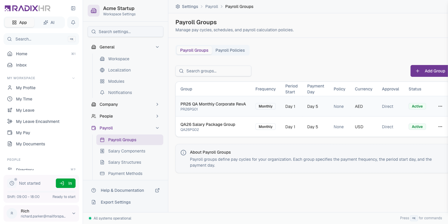 Payroll Groups Overview