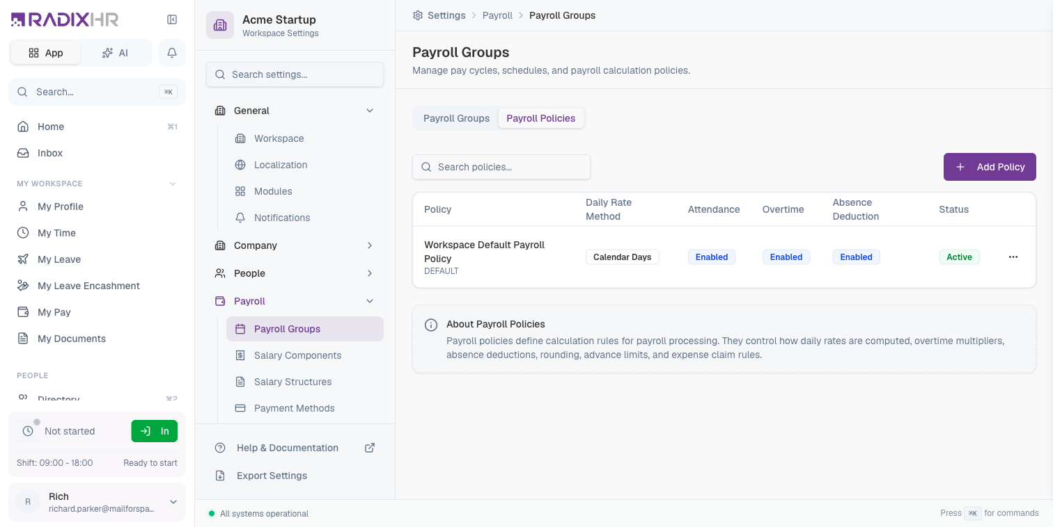 Payroll Policies Overview