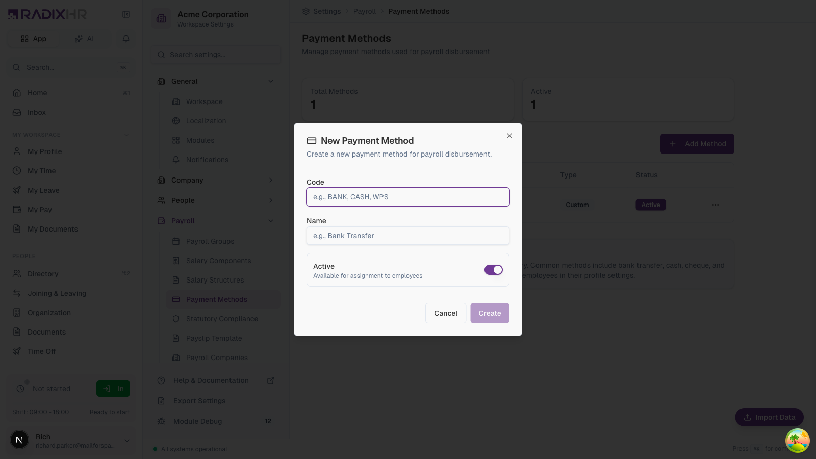 Create Payment Method